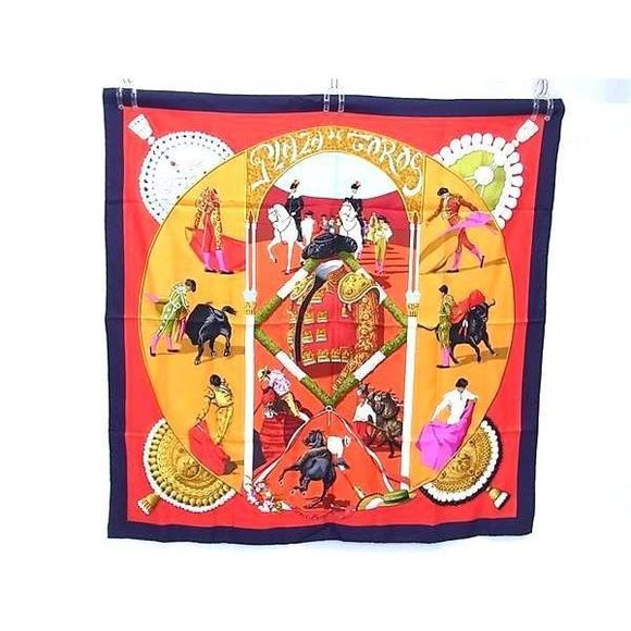 Hermes Plaza DE Toros [bullring] Carré 90 Silk Large Scarf Stole Shawl - Picture 1 of 5